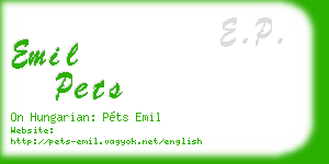 emil pets business card